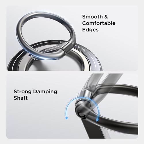 UGREEN Magnetic Phone Grip Ring Holder for MagSafe - 360°Rotating Phone Grip Stand, Dual-Sided Magnetic Cell Phone Finger Ring Kickstand Compatible with iPhone 17/16/15/14/13/12 Pro Max Air