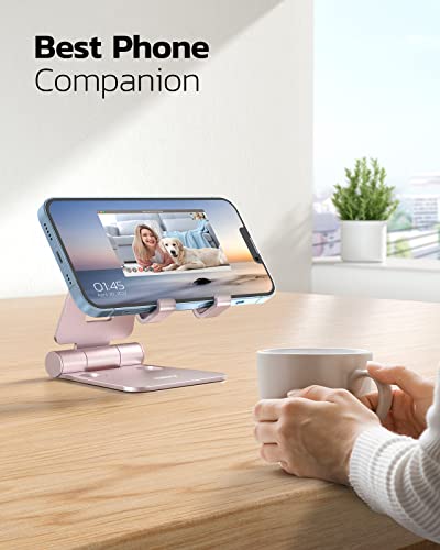 Nulaxy Full Aluminum Dual Folding Cell Phone Stand for Desk, Rose Gold - color: C-Rose Gold
