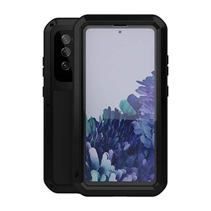 LOVE MEI Military Rugged Case for Samsung Galaxy S20 FE 5G, with Glass Screen Protector, Shockproof Dustproof Scratch Proof Hybrid Alloy and Silicone Gel Heavy Duty Full Body Cover Black - color: Black