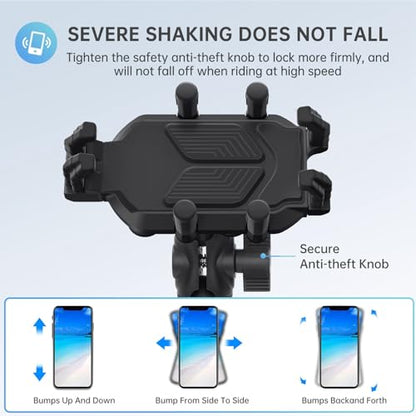 Motorcycle Phone Holder with Vibration Dampener & High Speed Secure Lock, Anti Shake Motorcycle Cell Phone Holder, Motorcycle Phone Mount for ATV Bike Fit 4.7-7.2 Smartphones