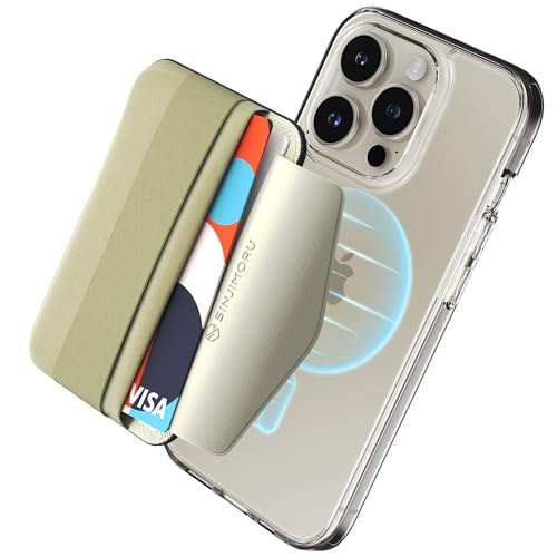 Sinjimoru Magnetic Wallet with Soft Wool Band Grip for MagSafe, Beige - color: Beige