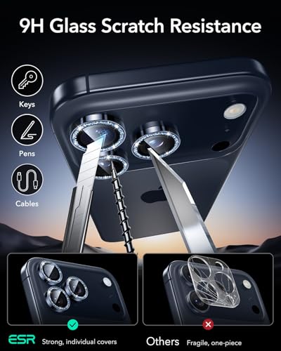 ESR for iPhone 17 Pro Max/17 Pro Camera Lens Protector, 1 Pack,Glitter Blue - color: Blue Shimmer