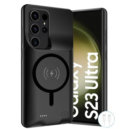 Wireless Charging Case for Galaxy S22 Ultra/ S23 Ultra, 12000mAh Rechargeable Portable Charging Case Compatible with Galaxy S22 Ultra / S23 Ultra 6.8" with Carplay Battery Pack Charger Case (Black) - size: Galaxy S22 Ultra/ S23 Ultra-12000mAh