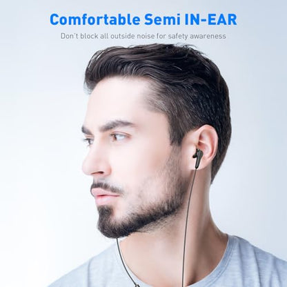 USB C Headphones Magnetic Wired Earbuds with Mic Volume Control 4ft Black - color: Black