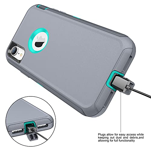 MXX Compatible with iPhone Xr Case, 3-Layer Super Protective Full Heavy Duty Body Tough Rugged Bumper Cover, Shock & Dust Proof, Designed for Apple Xr Phone Case 6.1" - color: Gray/Light Blue
