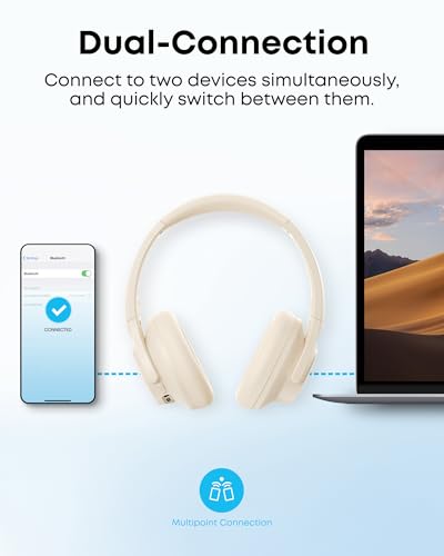 Soundcore by Anker Q20i Hybrid Active Noise Cancelling Headphones, White - color: Almond White