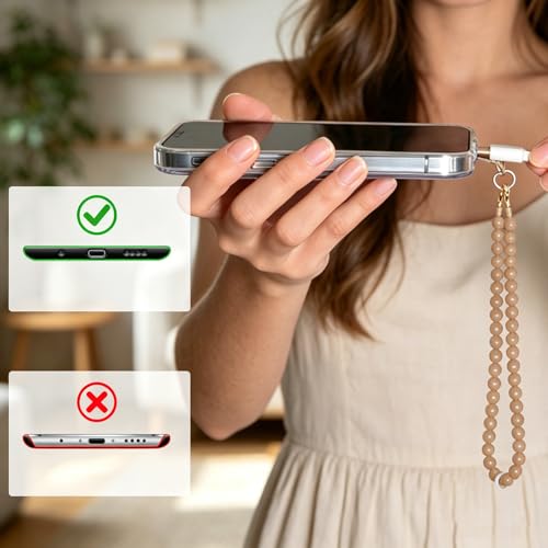 Agate Beaded Phone Wrist Strap for Women Men Stone Beads Charm Handmade Cellphone Chain Lanyard with Tether Tab - color: Grey-1, size: 8mm Beads