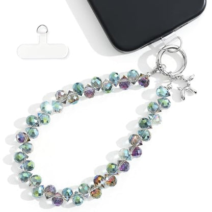 richginker Crystal Beaded Phone Wrist Strap with Tether Tab, Dark Purple - color: Dark Purple