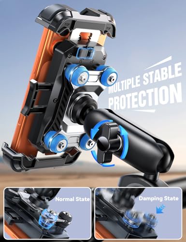 JOYROOM Motorcycle Phone Mount Holder with Dual Vibration Dampener - color: Black