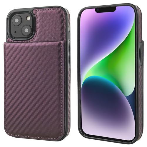 KIHUWEY for iPhone 14 Wallet Case Card Holder Kickstand, Carbon Purple - color: Carbon Purple