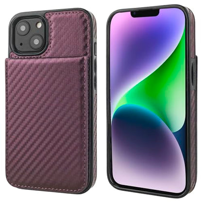 KIHUWEY for iPhone 14 Wallet Case Card Holder Kickstand, Carbon Purple - color: Carbon Purple
