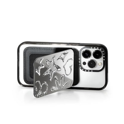 CASETiFY Snappy Card Holder Stand Compatible with Magsafe - Chrome Doodles - Silver Mirror - color: Chrome Doodles - Silver Mirror