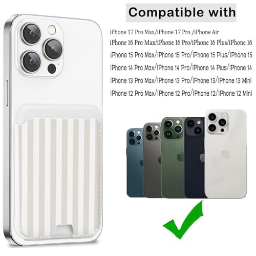 Cute Magnetic Wallet for Magsafe Card Holder,Beige Stripes Lines - color: Beige Stripes Lines