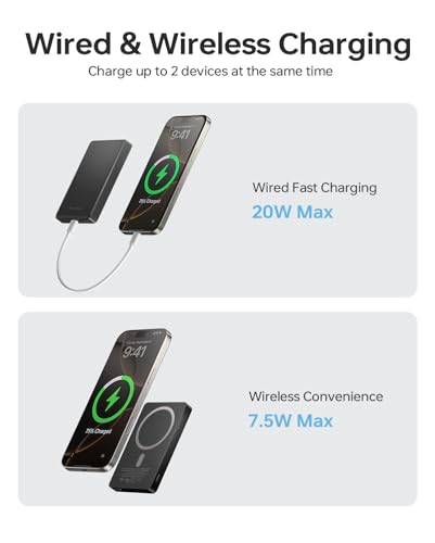 ULiXWH 10,000mAh for MagSafe Power Bank Ultra-Slim Fast Charging for Travel - color: Black