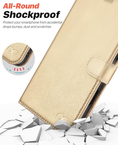 OCASE for iPhone Air Detachable Wallet Case with Card Holder, 2 in 1 PU Leather Flip Folio with RFID Blocking Stand Wrist Strap Shockproof Phone Cover 6.5 Inch 2025, Gold - color: Gold, size: iPhone Air