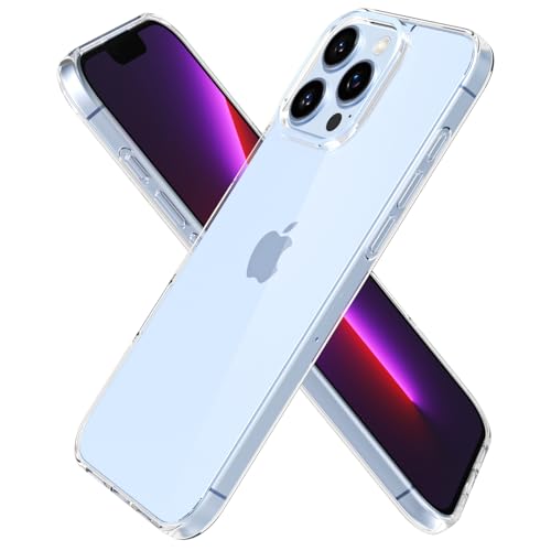 oakxco Clear Phone Case for iPhone 13 Pro Case, Thin Slim Transparent Hard Plastic Back & Soft Silicone Bumper, Cute Non Yellowing Hybrid Matte TPU Frame Protective Cover for Women, Crystal Clear - color: Clear, size: 13 Pro