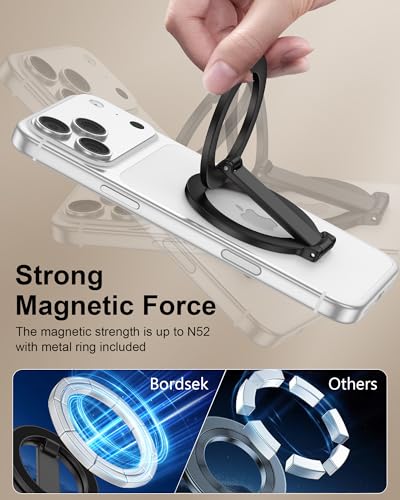Magnetic Phone Grip for Magsafe, Foldable Kickstand Mag Safe iPhone Stand - color: Black