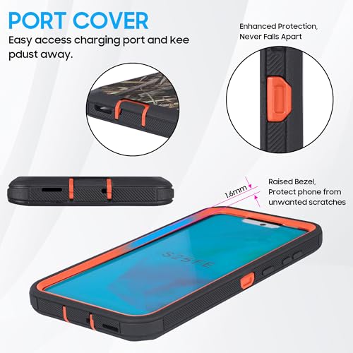 Compatible for Samsung S25 FE, Built in Screen Protector, Belt Clip Holster Heavy Duty Defender Case Dustproof Shockproof Protection (Camo) - color: Camo