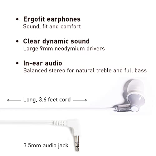 Panasonic ErgoFit Wired Earbuds, In-Ear Headphones with Dynamic Crystal-Clear Sound and Ergonomic Custom-Fit Earpieces (S/M/L), 3.5mm Jack for Phones and Laptops, No Mic - RP-HJE120-S (Silver) - color: Silver, size: S/M/L, style: No Mic