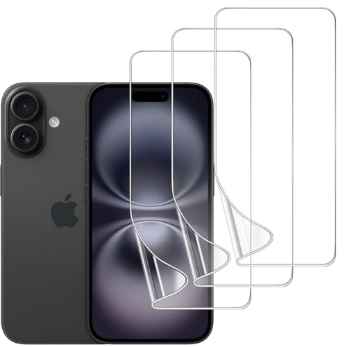 3 Pack TPU Screen Protector for iPhone 16, Self-Healing HD Clear Soft Flexible Hydrogel Film Compatible with iPhone 16 6.1" - Scratch-Resistant, Bubble Free, Easy Installation - size: iPhone 16