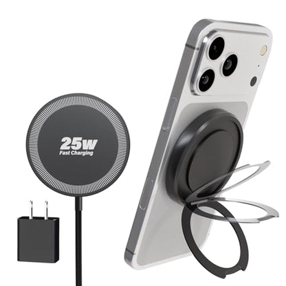 Magnetic Wireless iPhone Charger Fast Phone Charger with Kickstand, 6FT 25W Fast Phone Charging Pad Wireless Magnetic Charge for iPhone 17/17Air/16 Pro Max/16 Plus/15 Pro Max/AirPods3/2/Pro Black - color: Black, size: 6ft-1PK