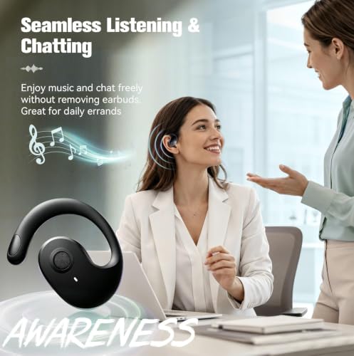 Xmenha Over The Ear Earbuds Open Ear Headphones Over The Ear Headphones - color: Black, style: Normal