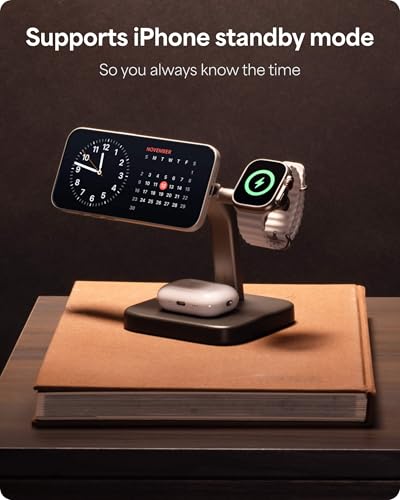 Mophie 3-in-1 Wireless Charging Stand - Qi2-Certified w/Up to 15W Power - color: Black, size: 3-in-1 Charging Stand