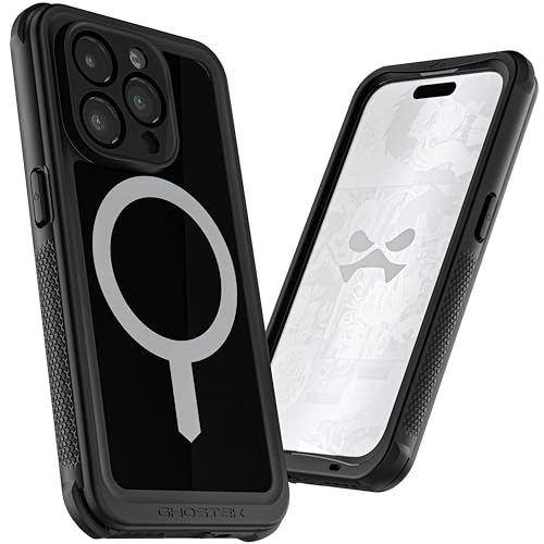 Ghostek Nautical iPhone 15 Pro Waterproof Case with Holster Clip - Screen & Camera Protector, MagSafe Compatible, Heavy Duty Protection (6.1 Inch, Black) - color: Black, size: iPhone 15 Pro