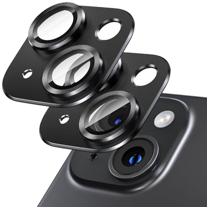 [2 Pack Camera Lens Protector for iPhone 14/14 Plus,9H Tempered Glass,Aviation Aluminum Plate Cover,Night Circle,No Bubble,HD Clarity,Case Friendly,Easy Installation-Black - size: for iPhone 14/14 Plus