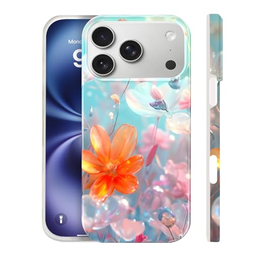 Case Compatible with iPhone 17 Pro Max, 2025 Anti-Yellow Ultra Transparent Soft TPU Phone Case, Shockproof Anti-Slip Slim Lightweight Full Coverage Protective (Flowers 3) - color: Flowers 3