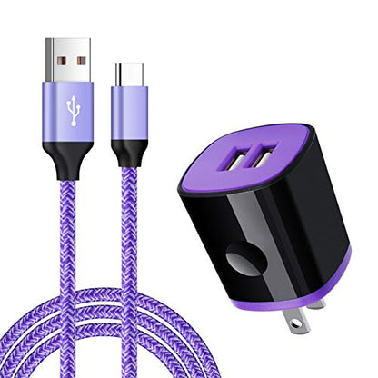 C Phone Wall Charger for Samsung Galaxy Note 10 Lite/Plus/9/20 S26 S25 S24 - color: Black Purple