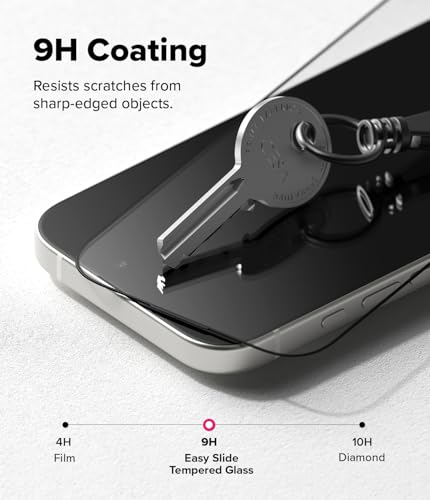 Ringke for iPhone Air Screen Protector [Easy Slide, 2 Pack] | Easy Installation with Alignment Tool, Case Friendly Premium 9H Hardness Tempered Glass - size: iPhone Air