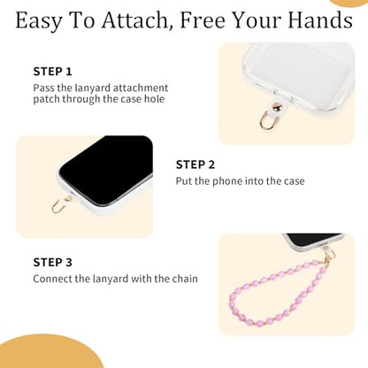 Phone Charm Detachable Metal Cellphone Wrist Strap for Women Girls, Cell Phone Lanyard - color: Cc-shimmering Pink