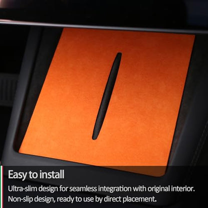 Suede Wireless Charger Pad for Tesla Model 3 24-26 Model Y 25-26 Orange - color: Orange