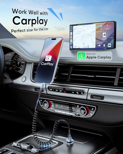 SUNGUY Coiled USB A to Lightning Cable, iPhone Charger Cord for CarPlay & Back Seat Charging, Coiled Lightning Cable for Car Console, Travel & Daily Use, 2-Pack 4FT (Stretch 1-2.6FT), Black - size: 4FT