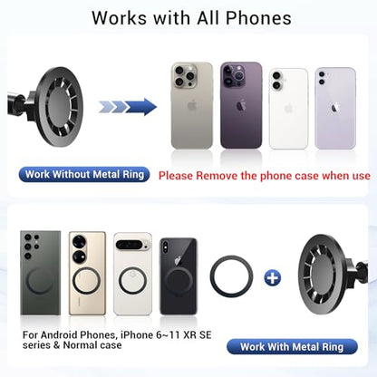 Magnetic Phone Holder for Bed Laying Down with Remote Page Turner, Bedside Gooseneck Phone Stand with Clicker for Reading, Flexible Mount with Wireless Scrolling Ring for iPhone/Tiktok/Short Video
