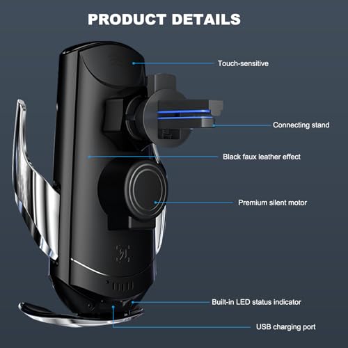 Wireless Car Charger, 15W Fast Charging Mount Electric Induction Car Phone Holder, Universal Auto-Clamping Magnetic Charger Air Vent Mount Bracket for Most Smartphones (Silver) - color: Silver