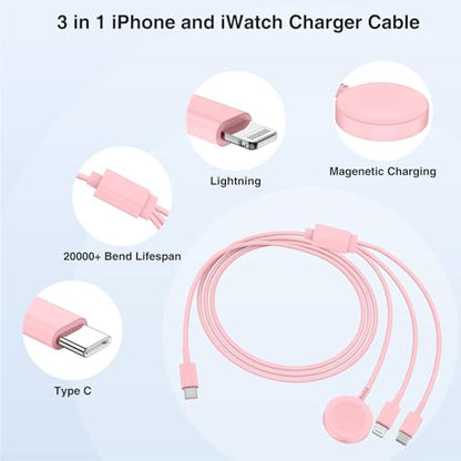 QZIIW 20W Apple Watch Charger,Apple Watch Magnetic Fast Charger USB C Cable - color: Pink
