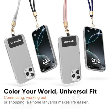 Phone Lanyard Universal Crossbody Cell Phone Strap Anti-Theft Adjustable Neck Lanyard for iPhone 17 Pro Max 2pcs Phone Patchs Tether Pads Apricot Tint - color: Apricot Tint