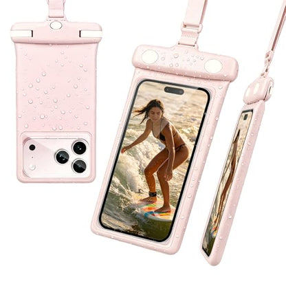 wellhouse Waterproof Phone Pouch, Waterproof Phone Case for iPhone 17 16 15 14 13 Pro Max XS Samsung, IPX8 3D Cellphone Dry Bag Beach Essentials (1 Pack -Earl Pink 7 inch) - color: 1 Pack -Earl Pink 7 inch