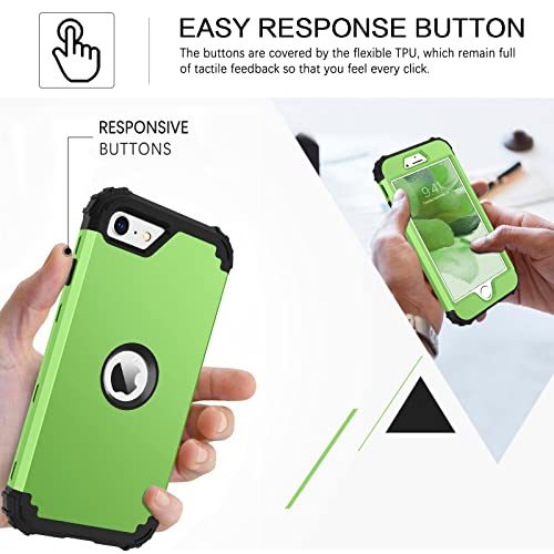 BENTOBEN for iPhone SE 2022 Phone Case and iPhone SE 2020 Case, Heavy Duty 3 in 1 Full Body Rugged Shockproof Hybrid Hard PC Soft Rubber Bumper Drop Protective Girls Women Cover, Light Green/Black - color: Black/Light Green