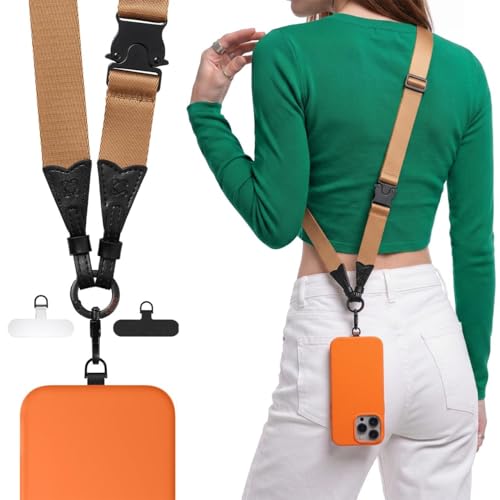 C Coiro Phone Lanyard Crossbody for iPhone, Samsung Universal Adjustable Clip and Go Phone Strap Hands Free Neck Lanyard - color: Brown