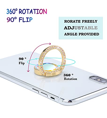 Glitter Bling Bling Phone Ring Holder,Sparkle Phone Ring Grip Artificial Stand with Flat Diamond,Flat Rhinestone Cell Finger Ring for Phones,Pad(Gold) - color: Gold