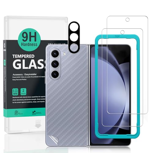 Ibywind 2 Pack Screen Protector For Samsung Galaxy Z Fold6 5G 6.2",9H Hardness Tempered Glass,With 1Pc Camera Lens Protector,1Pc Back Carbon Fiber Film - size: Samsung Galaxy Z Fold6 5G 6.2 inches