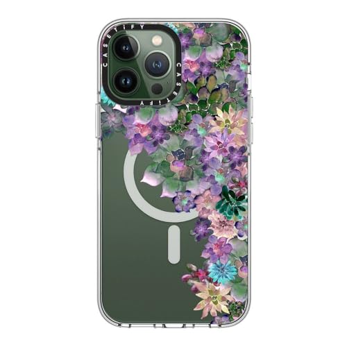 CASETiFY for iPhone 13 Pro Max Case - Impact Clear Compatible with MagSafe | Not Yellowing | 6.6 ft. 3x Military Grade Drop Protection | MY SUCCULENT GARDEN | Clear - color: MY SUCCULENT GARDEN, size: Iphone 13 Pro Max (6.7")