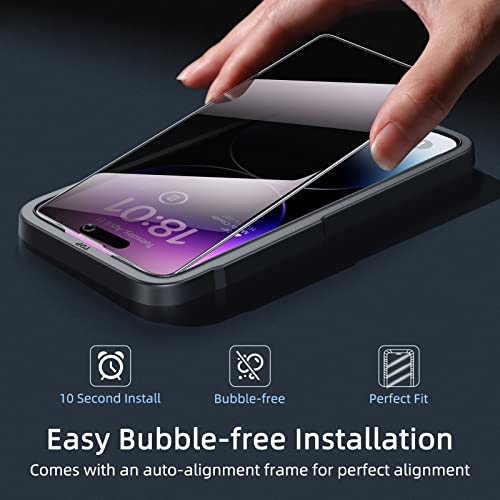 ruwa Privacy Screen Protector for iPhone 14 Pro [2-Pack][6.1 Inch] Display Tempered Glass Film with Easy Installation Frame, Ultra HD, 9H Hardness, Scratch Resistant, Case Friendly, Full Coverage - size: for iPhone 14 Pro-6.1 inch 2-Pack
