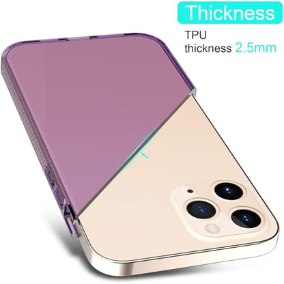 Phone Case for iPhone 12 Pro Clear, [Crystal Clear][Non-Yellowing] Slim Shockproof Reinforced Drop Protective Flexible TPU Back Cover Phone Case for iPhone 12 Pro Protective Case(Purple) - color: Purple