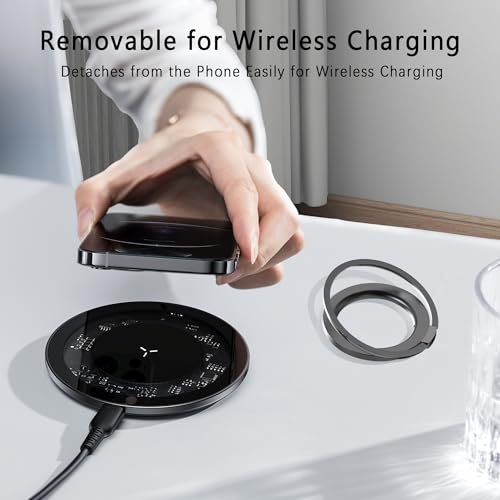 [Silicone Ring] 2025 Unrivaled Stability for MagSafe Phone Grip, Magnetic Phone Ring Holder, Compatible with MagSafe Kickstand Magnetic for iPhone 16 15 14 13 12 Pro Max Plus&Android (Gray)