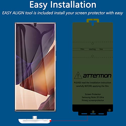 LYWHL [2+2 Pack for Samsung Note 20 Ultra Privacy Screen Protector, [Support Fingerprint ID] Anti-Spy Black Full Adhesive Flexible Film + Camera Lens Glass Protector for Galaxy Note 20 Ultra