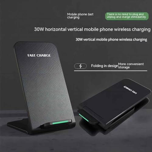Wireless Charging Station,15W Fast Wireless Charging Station with Sleep-Friendly Adaptive Light,Compatible with Samsung Galaxy, Google LG, etc（Black） - color: Black